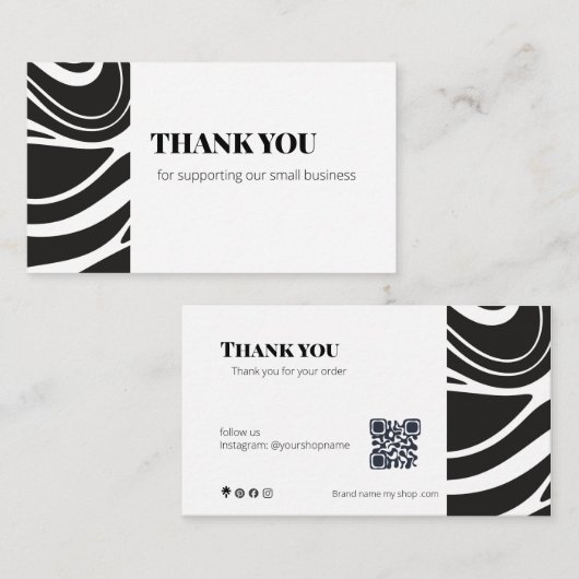 Bold Thank You Card QR Code Small Business Visitekaartje (Voorkant / Achterkant)