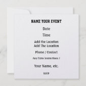 Bold Tiger Invitation - SRF Kaart (Achterkant)