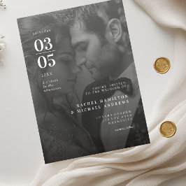 Bold Trending B&W-Photo Wedding Acryl Uitnodigingen