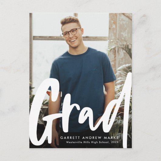 Bold trendy afstudeerder afstuderen nodigt briefka uitnodiging briefkaart (Voorkant)