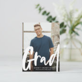 Bold trendy afstudeerder afstuderen nodigt briefka uitnodiging briefkaart (Staand voorkant)