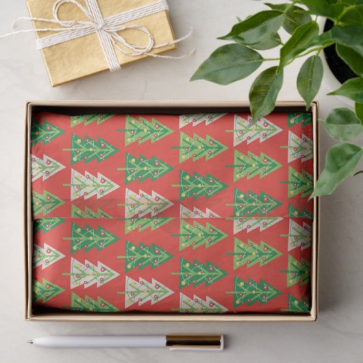 Bold Trendy Moderne Preppy Kerstbomen Tissuepapier (Geschenk)