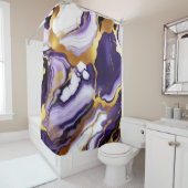 Bold Trendy purple yellow Gold faux marble Douchegordijn (In situ)