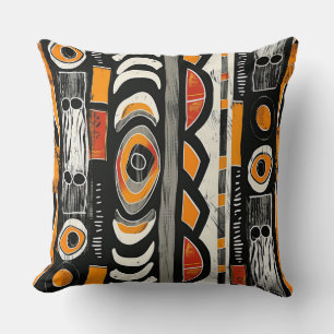 Bold Tribal Abstract Oranje Sierkussen Design
