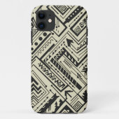 Bold Tribal Geometric Pattern – Black and Cream Ab Case-Mate iPhone Case (Achterkant)