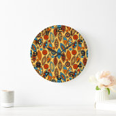 Bold Tribal Leaf Pattern Boho Abstract Grote Klok