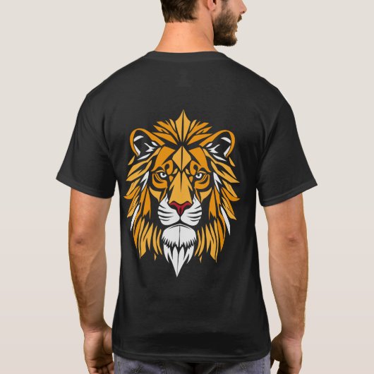 Bold Tribal Lion Head Graphic T-shirt (Achterkant)