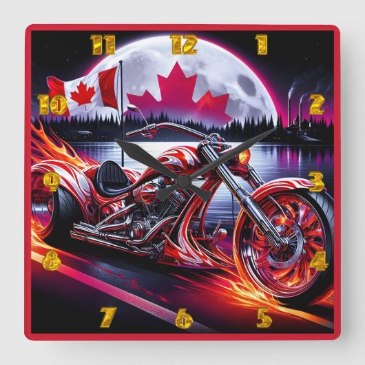 Bold trike bij Twilight Waterside Vierkante Klok (Voorkant)