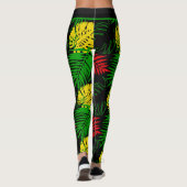 Bold Tropical Botanical Palm Leaves Pattern Leggings (Achterkant)