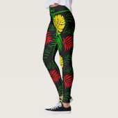 Bold Tropical Botanical Palm Leaves Pattern Leggings (Links)