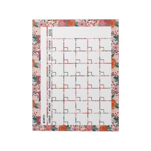 Bold Tropical Flower Calendar Notitieblok (Linkerzijde)