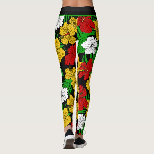 Bold Tropical Hibiscus Floral Pattern  Leggings (Achterkant)