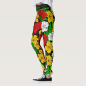Bold Tropical Hibiscus Floral Pattern Leggings (Links)
