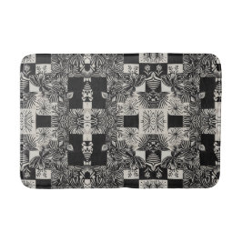 Bold Tropical Monochrome Floral Pattern Badmat
