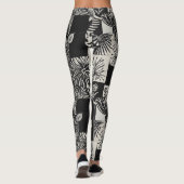 Bold Tropical Monochrome Floral Pattern Leggings (Achterkant)