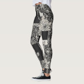 Bold Tropical Monochrome Floral Pattern Leggings (Links)