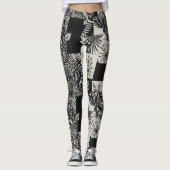 Bold Tropical Monochrome Floral Pattern Leggings (Voorkant)