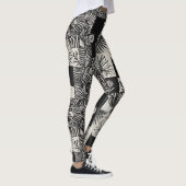 Bold Tropical Monochrome Floral Pattern Leggings (Rechts)