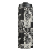 Bold Tropical Monochrome Floral Pattern Thermosbeker (Voorkant)