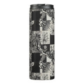 Bold Tropical Monochrome Floral Pattern Thermosbeker (Achterkant)