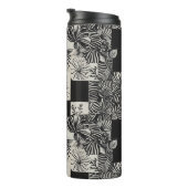 Bold Tropical Monochrome Floral Pattern Thermosbeker (Geroteerd rechts)