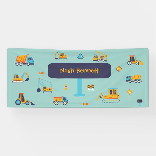 Bold Trucks Custom Name for Kids Boy Spandoek (Horizontaal)