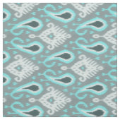 Bold Turquoise Blue Grey Ikat Tribal Art Pattern Stof (Swatch)