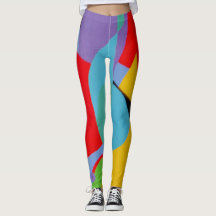 Bold Turquoise Purple Pattern Leggings