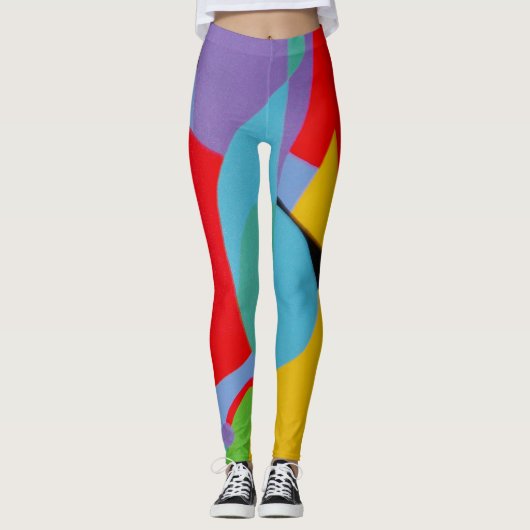 Bold Turquoise Purple Pattern Leggings (Voorkant)