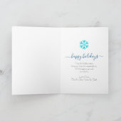 Bold Turquoise Snowflake Peace Joy Love Typography Feestdagen Kaart (Binnen)