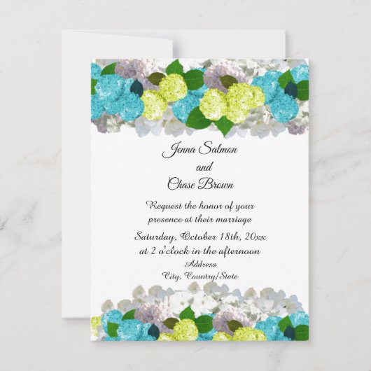 Bold Turquoise Yellow Mixed Flowers Invitation Kaart (Voorkant)