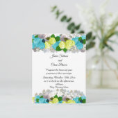 Bold Turquoise Yellow Mixed Flowers Invitation Kaart (Staand voorkant)