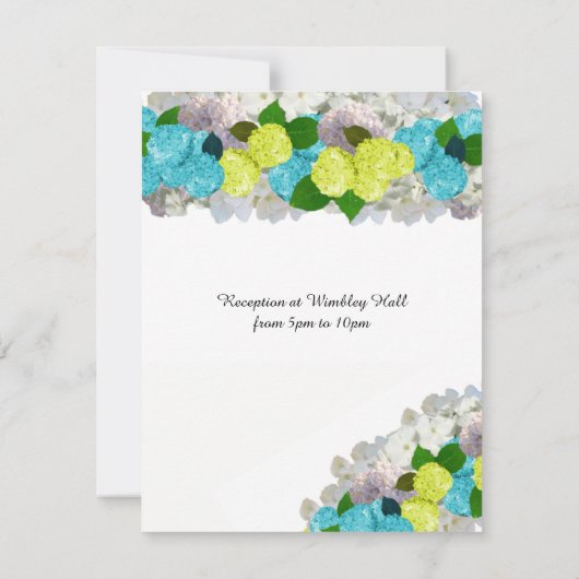 Bold Turquoise Yellow Mixed Flowers Invitation Kaart (Achterkant)