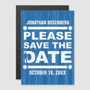 Bold Type Bar Mitswa Save the Date Navyblauw Magnetische Uitnodiging