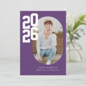 Bold Type Paars 2026 Foto Afstuderen  Aankondiging (Staand voorkant)