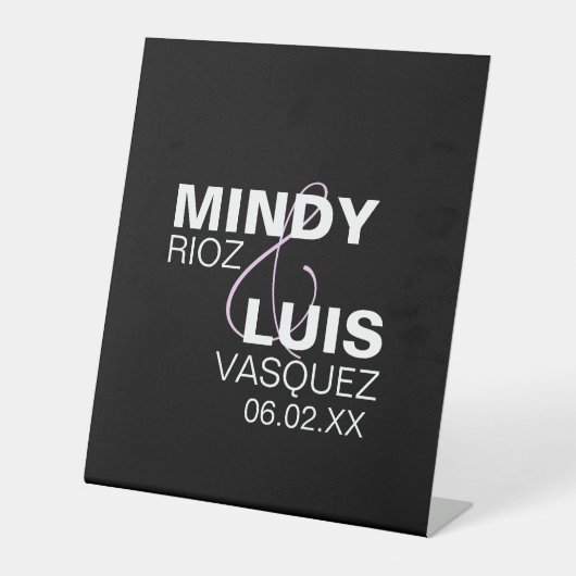 Bold Typografie Ampersand Pink Black Reclamebord Met Voetstuk (Voorkant)