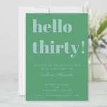 Bold Typografie Blue Green Modern 30th Birthday Kaart<br><div class="desc">Vette Typografie Blue en Green Modern 30th Birthday Invitation</div>