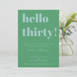 Bold Typografie Blue Green Modern 30th Birthday Kaart