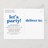 Bold Typografie Blue Photo Graduparty Uitnodiging Briefkaart (Achterkant)