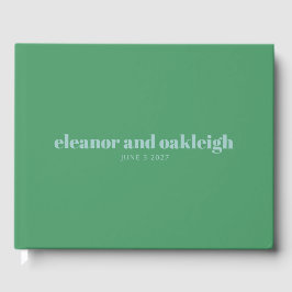 Bold Typografie Bright Green Blue Modern Wedding Gastenboek