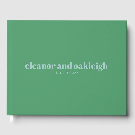 Bold Typografie Bright Green Blue Modern Wedding Gastenboek (Voorkant)