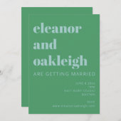 Bold Typografie Bright Green Blue Modern Wedding Kaart (Voorkant / Achterkant)