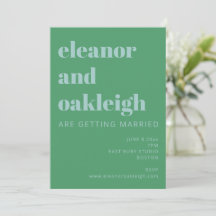 Bold Typografie Bright Green Blue Modern Wedding