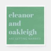 Bold Typografie Bright Green Blue Modern Wedding Servet (Voorkant)