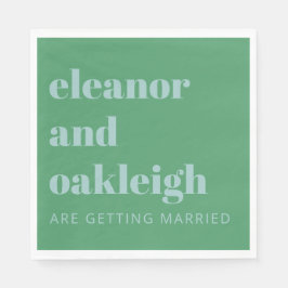 Bold Typografie Bright Green Blue Modern Wedding Servet