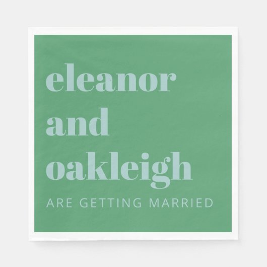 Bold Typografie Bright Green Blue Modern Wedding Servet (Voorkant)