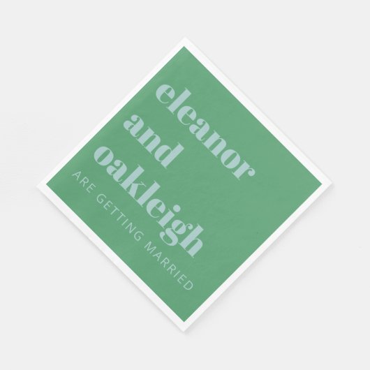 Bold Typografie Bright Green Blue Modern Wedding Servet (Hoek)