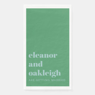 Bold Typografie Bright Green Blue Modern Wedding Servet