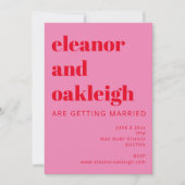 Bold Typografie Bright Pink en Red Modern Wedding Kaart (Voorkant)