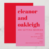 Bold Typografie Bright Pink en Red Modern Wedding Kaart (Voorkant / Achterkant)